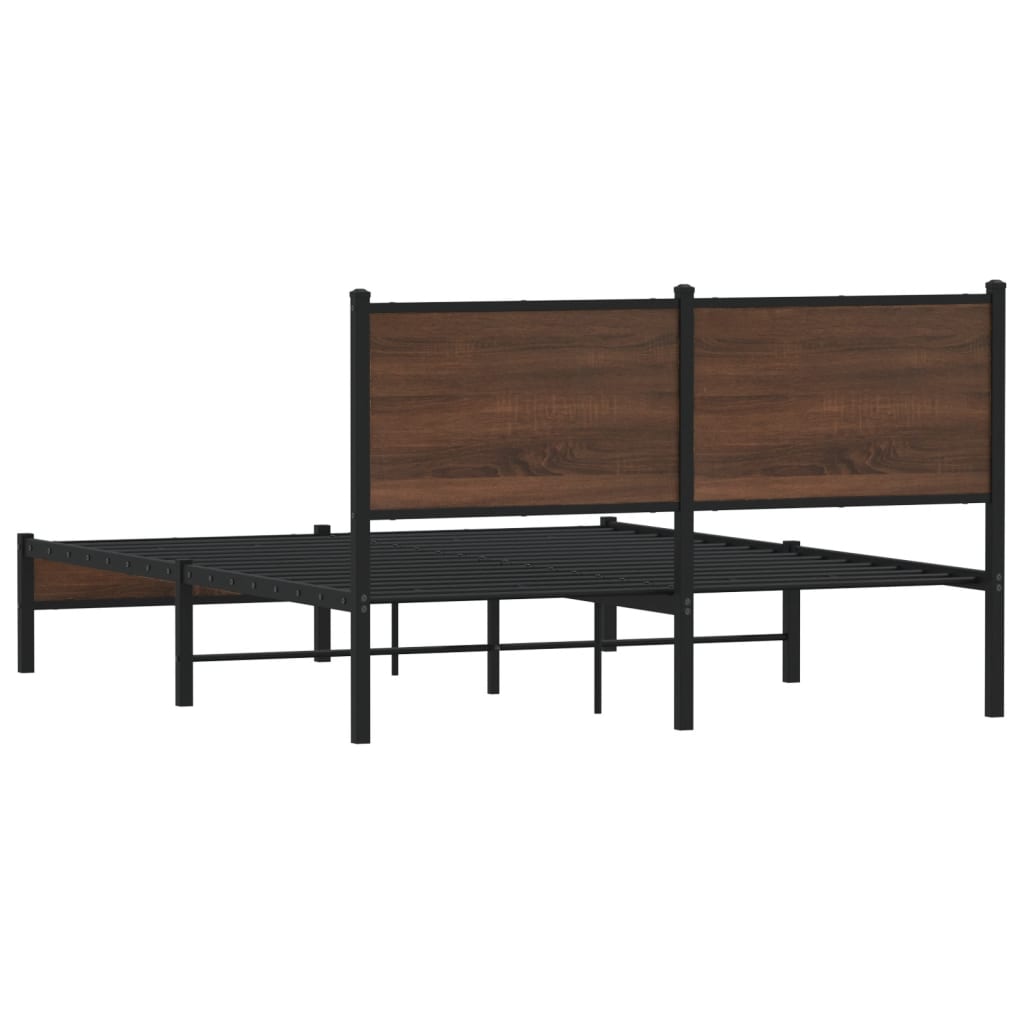 Bedframe zonder matras metaal bruin eikenkleurig 140x200 cm is nu te koop bij PeponiXL, paradijselijk wonen!