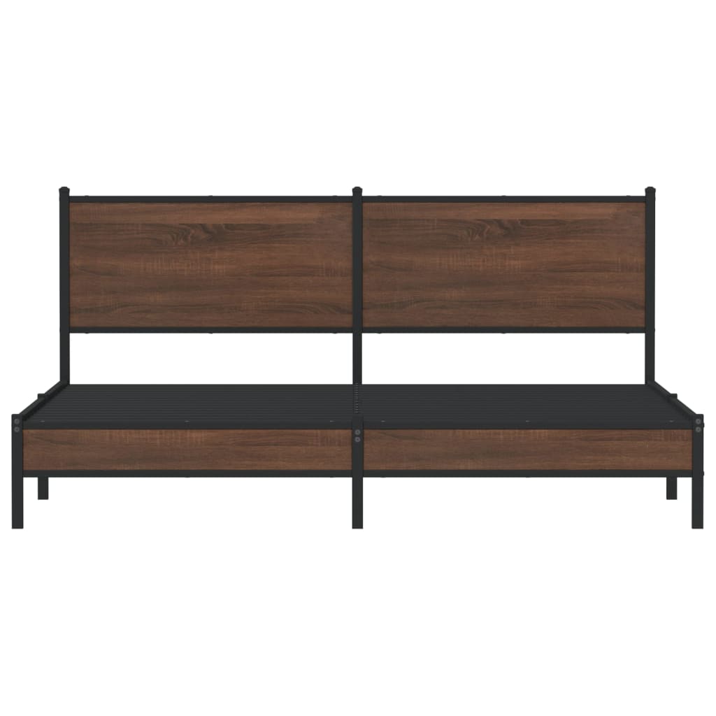 Bedframe zonder matras metaal bruin eikenkleurig 160x200 cm is nu te koop bij PeponiXL, paradijselijk wonen!