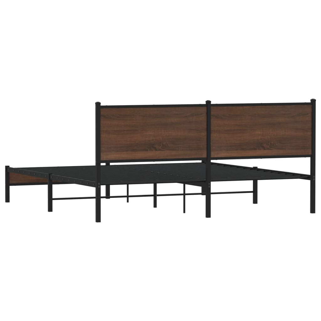 Bedframe zonder matras metaal bruin eikenkleurig 160x200 cm is nu te koop bij PeponiXL, paradijselijk wonen!