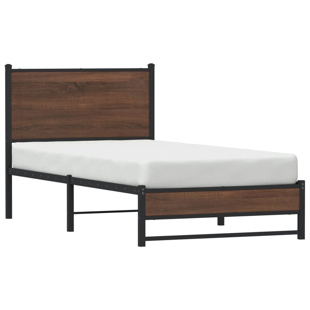 Bedframe zonder matras metaal bruin eikenkleurig 75x190 cm is nu te koop bij PeponiXL, paradijselijk wonen!