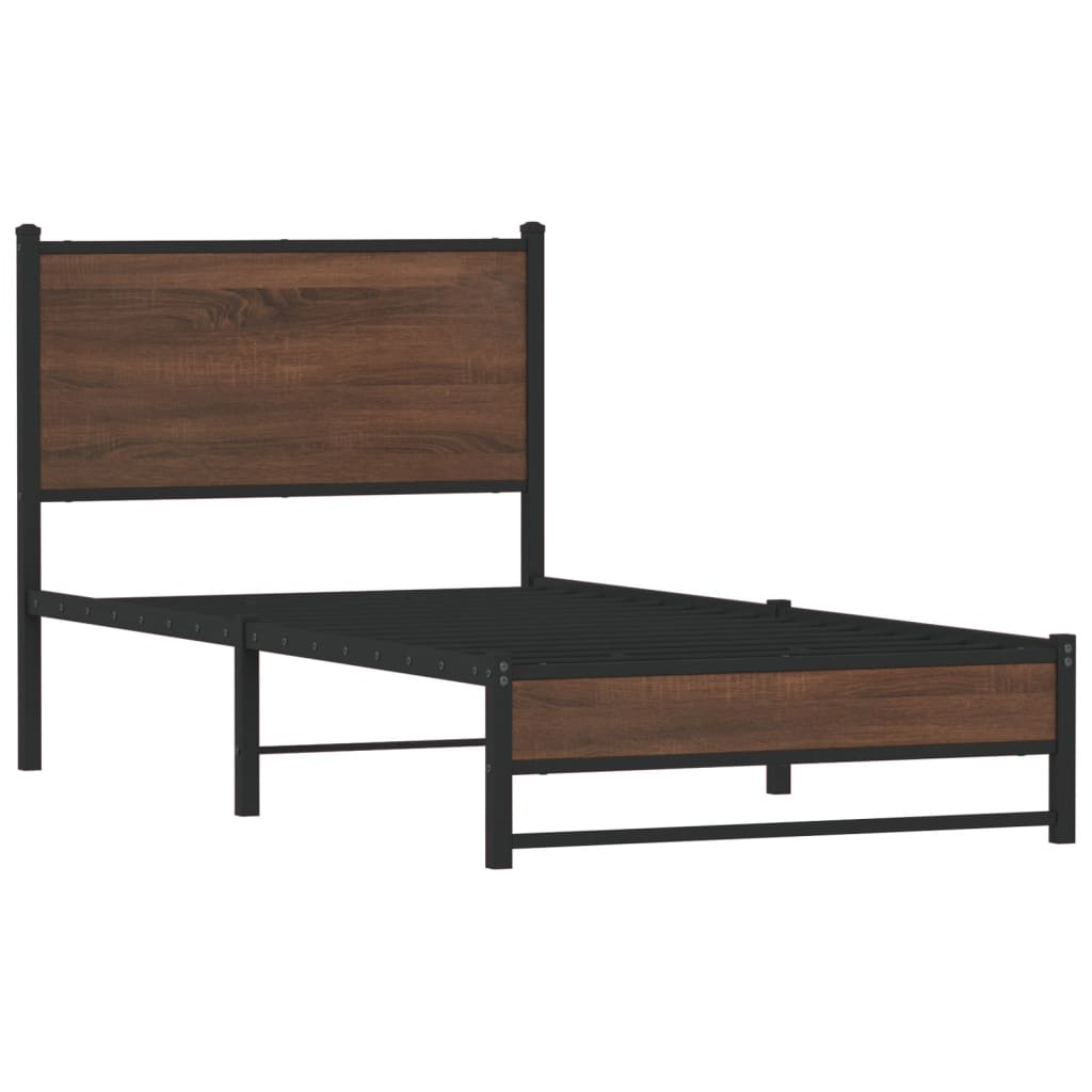 Bedframe zonder matras metaal bruin eikenkleurig 80x200 cm is nu te koop bij PeponiXL, paradijselijk wonen!