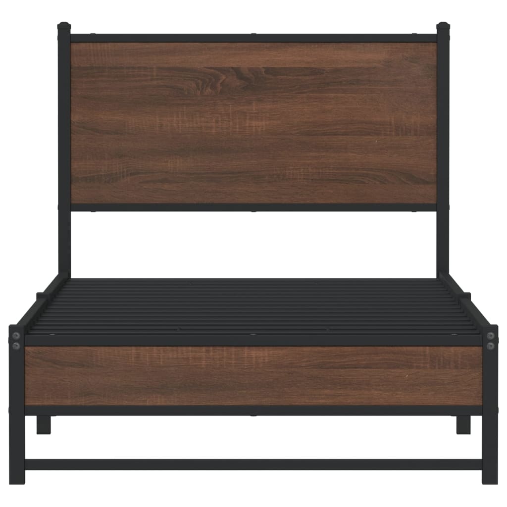 Bedframe zonder matras metaal bruin eikenkleurig 80x200 cm is nu te koop bij PeponiXL, paradijselijk wonen!