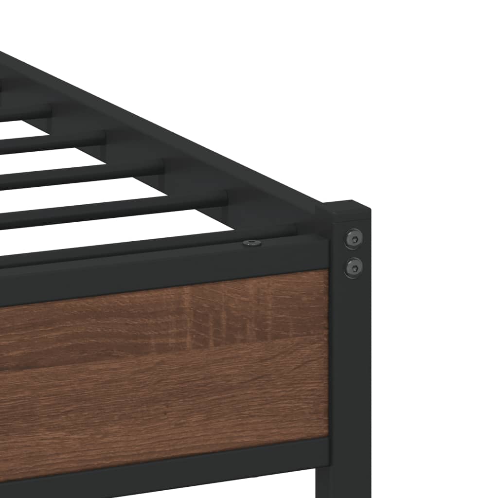 Bedframe zonder matras metaal bruin eikenkleurig 90x190 cm is nu te koop bij PeponiXL, paradijselijk wonen!