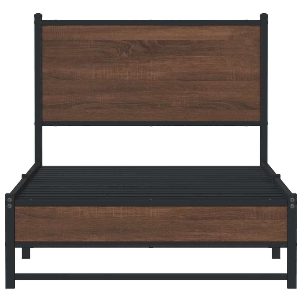 Bedframe zonder matras metaal bruin eikenkleurig 90x200 cm is nu te koop bij PeponiXL, paradijselijk wonen!