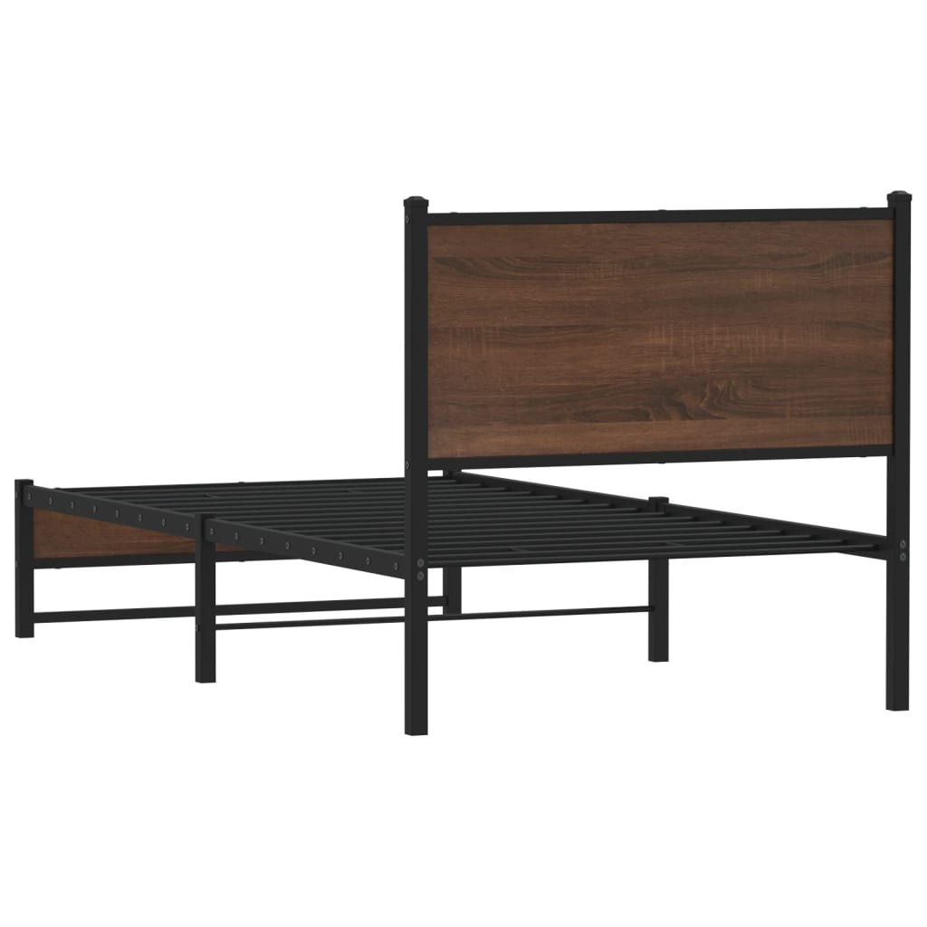 Bedframe zonder matras metaal bruin eikenkleurig 90x200 cm is nu te koop bij PeponiXL, paradijselijk wonen!
