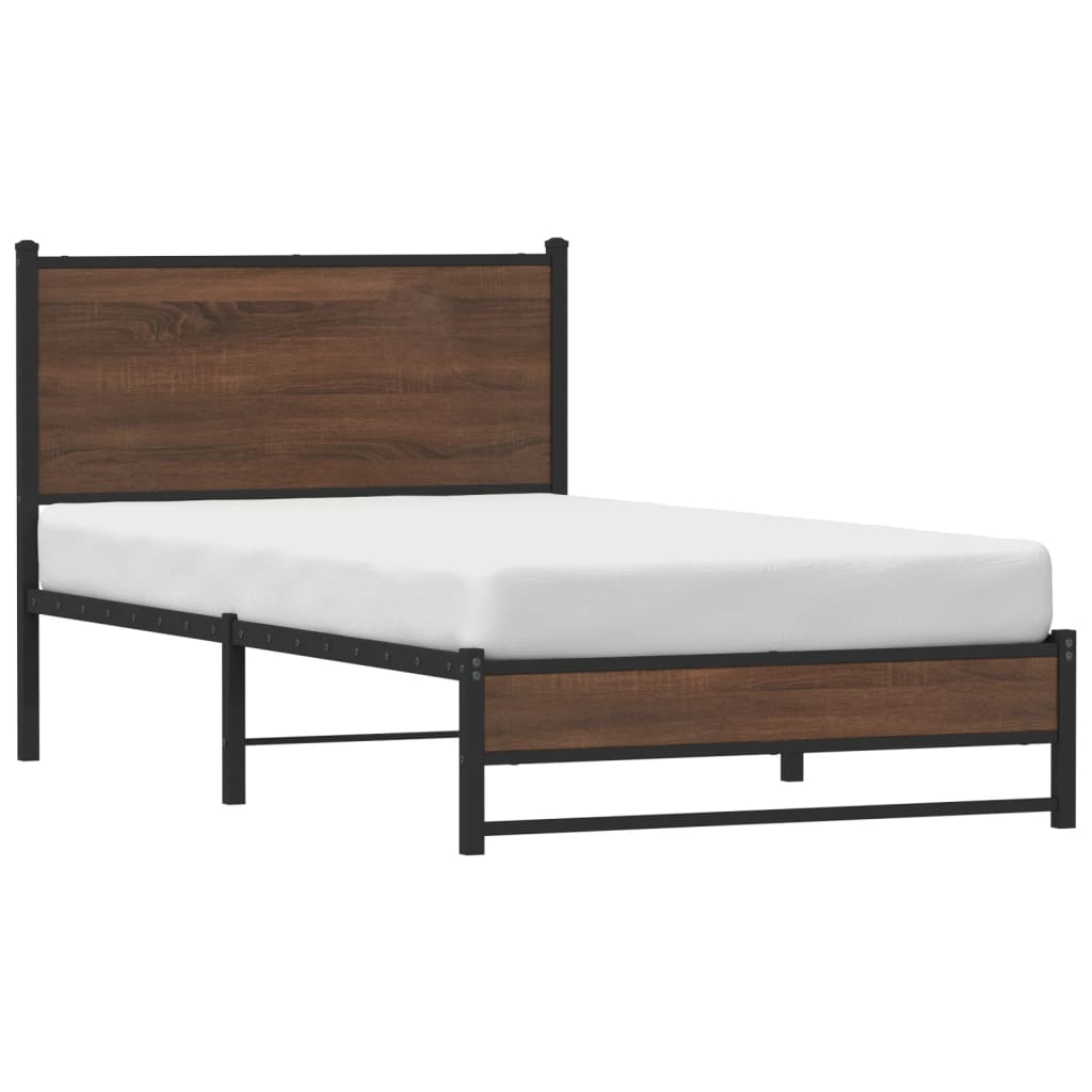 Bedframe zonder matras metaal bruin eikenkleurig 100x190 cm is nu te koop bij PeponiXL, paradijselijk wonen!