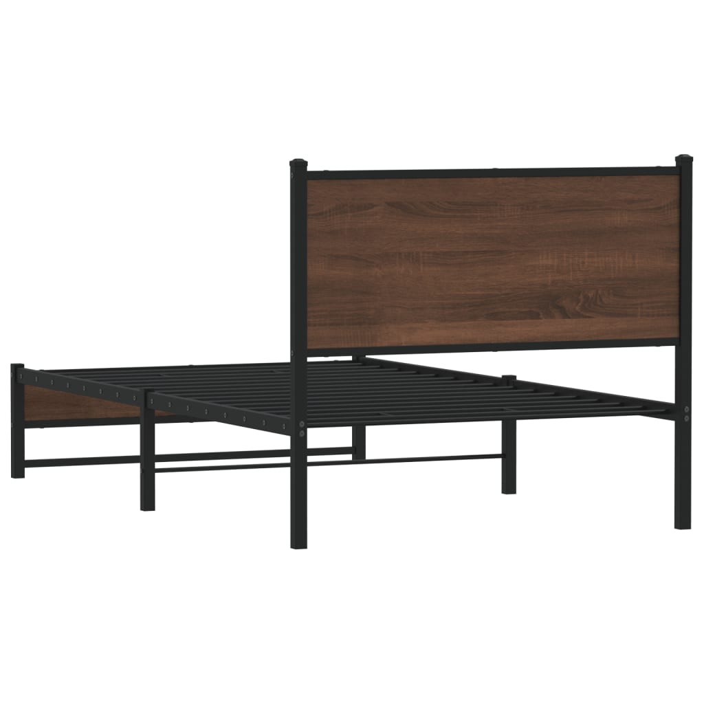 Bedframe zonder matras metaal bruin eikenkleurig 100x190 cm is nu te koop bij PeponiXL, paradijselijk wonen!