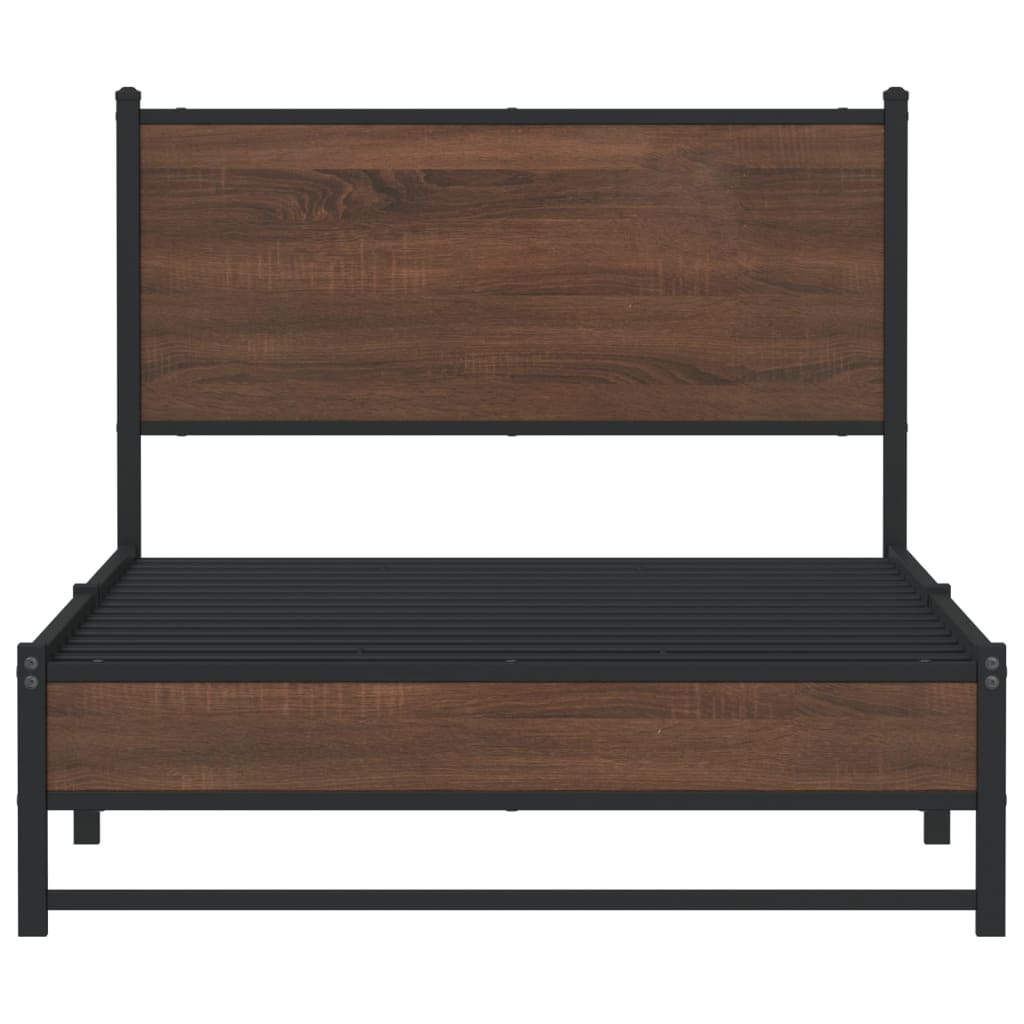 Bedframe zonder matras metaal bruin eikenkleurig 100x200 cm is nu te koop bij PeponiXL, paradijselijk wonen!