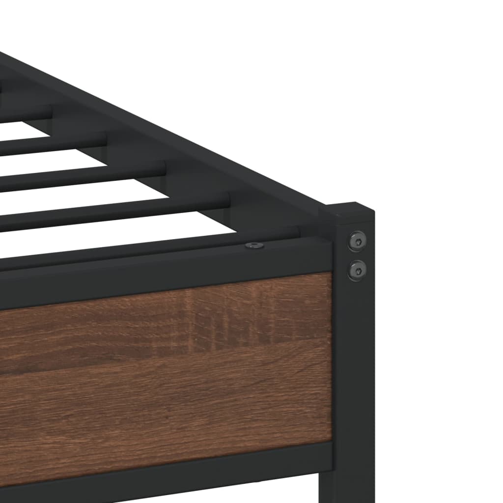 Bedframe zonder matras metaal bruin eikenkleurig 100x200 cm is nu te koop bij PeponiXL, paradijselijk wonen!