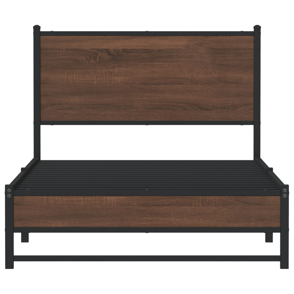 Bedframe zonder matras metaal bruin eikenkleurig 107x203 cm is nu te koop bij PeponiXL, paradijselijk wonen!