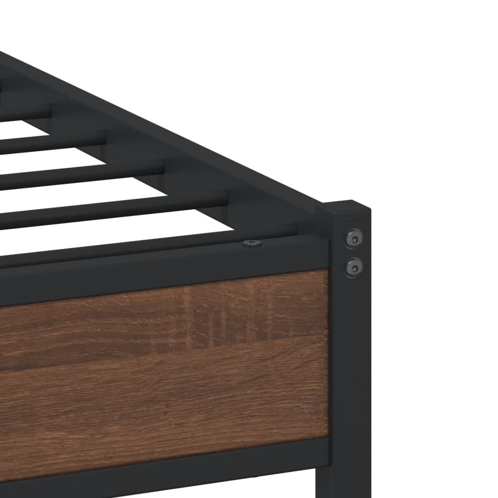 Bedframe zonder matras metaal bruin eikenkleurig 120x190 cm is nu te koop bij PeponiXL, paradijselijk wonen!