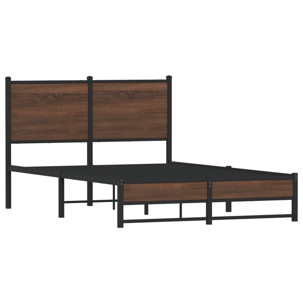 Bedframe zonder matras metaal bruin eikenkleurig 120x200 cm is nu te koop bij PeponiXL, paradijselijk wonen!