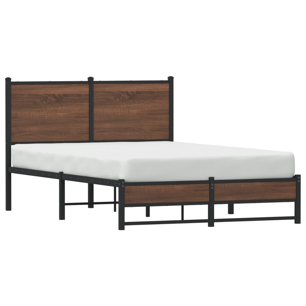 Bedframe zonder matras metaal bruin eikenkleurig 120x200 cm is nu te koop bij PeponiXL, paradijselijk wonen!