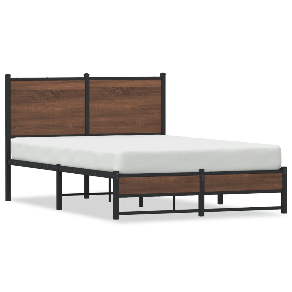 Bedframe zonder matras metaal bruin eikenkleurig 120x200 cm is nu te koop bij PeponiXL, paradijselijk wonen!