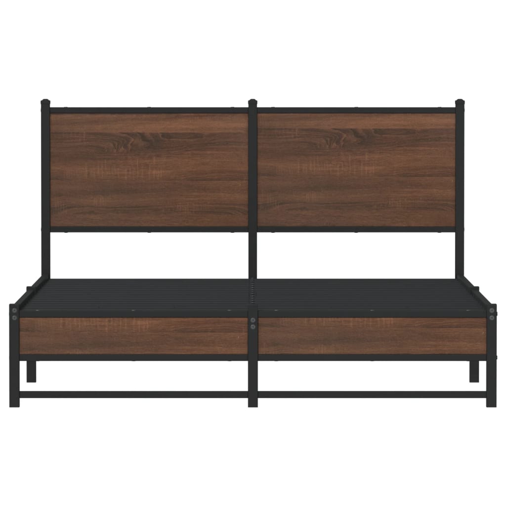 Bedframe zonder matras metaal bruin eikenkleurig 137x190 cm is nu te koop bij PeponiXL, paradijselijk wonen!