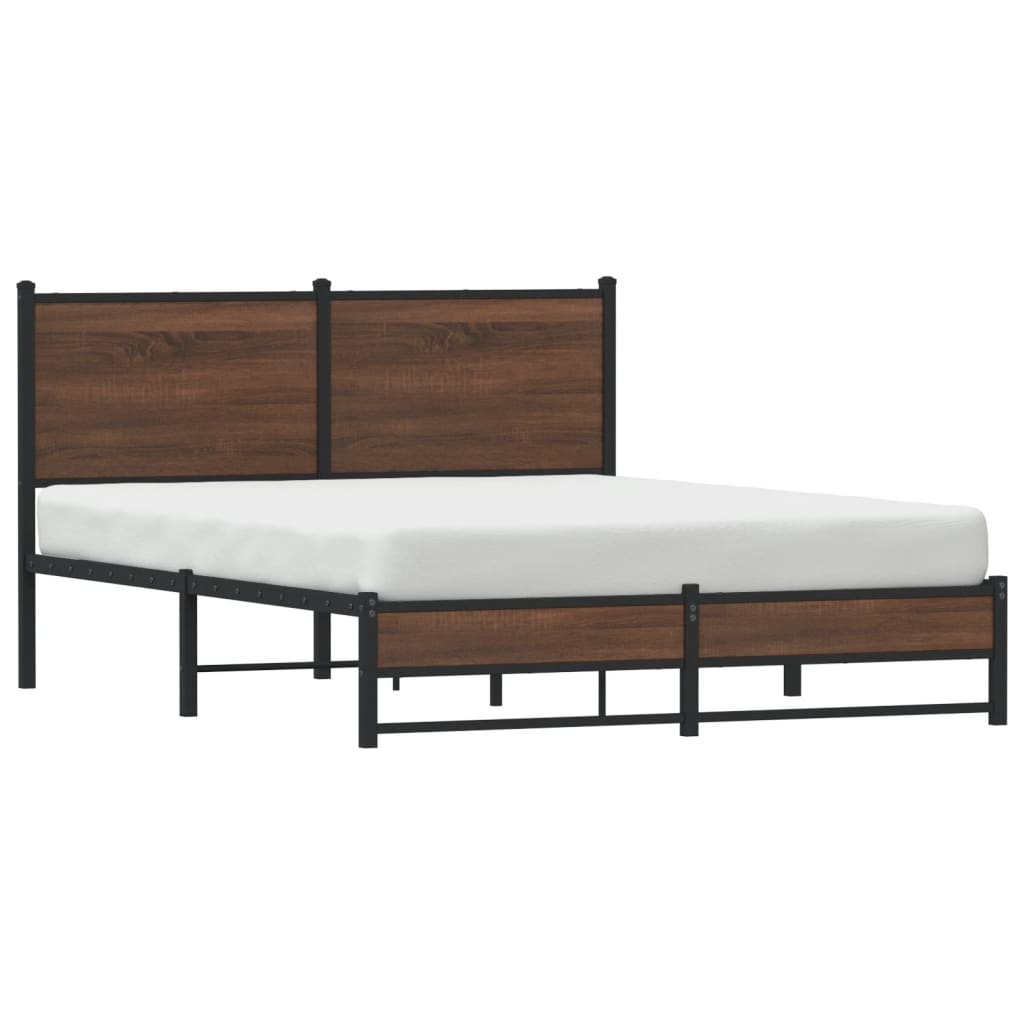 Bedframe zonder matras metaal bruin eikenkleurig 140x190 cm is nu te koop bij PeponiXL, paradijselijk wonen!