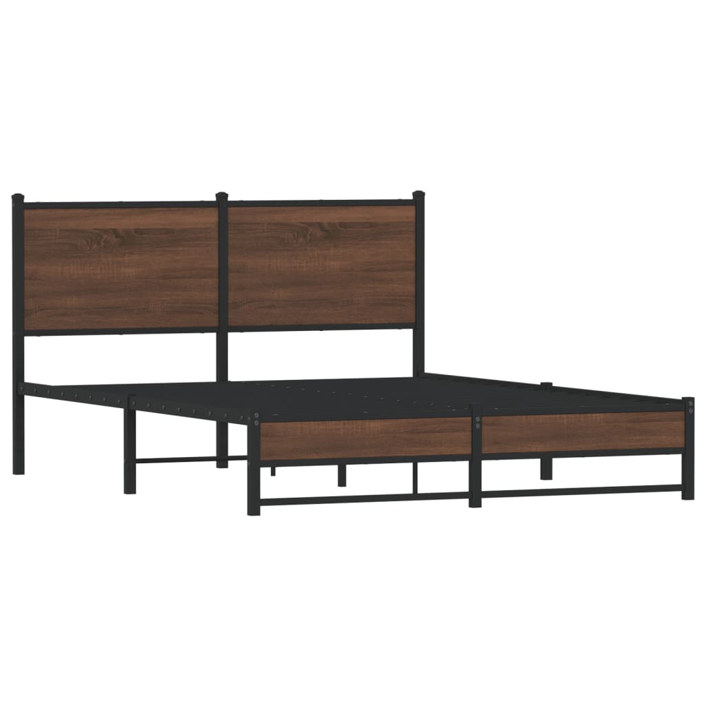 Bedframe zonder matras metaal bruin eikenkleurig 150x200 cm is nu te koop bij PeponiXL, paradijselijk wonen!