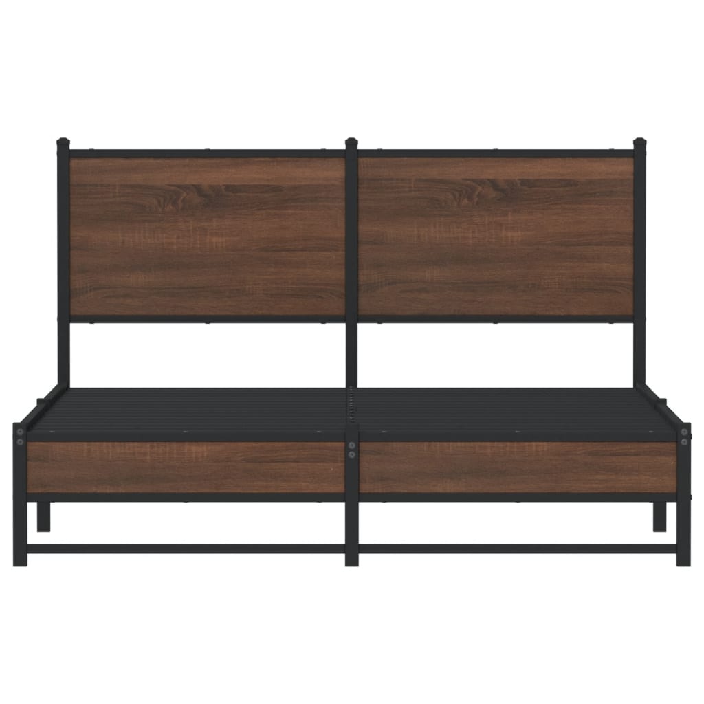 Bedframe zonder matras metaal bruin eikenkleurig 150x200 cm is nu te koop bij PeponiXL, paradijselijk wonen!