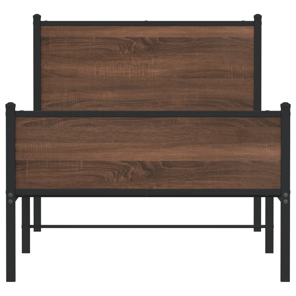 Bedframe zonder matras metaal bruin eikenkleurig 75x190 cm is nu te koop bij PeponiXL, paradijselijk wonen!