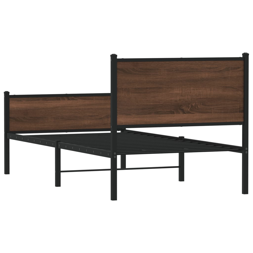 Bedframe zonder matras metaal bruin eikenkleurig 75x190 cm is nu te koop bij PeponiXL, paradijselijk wonen!
