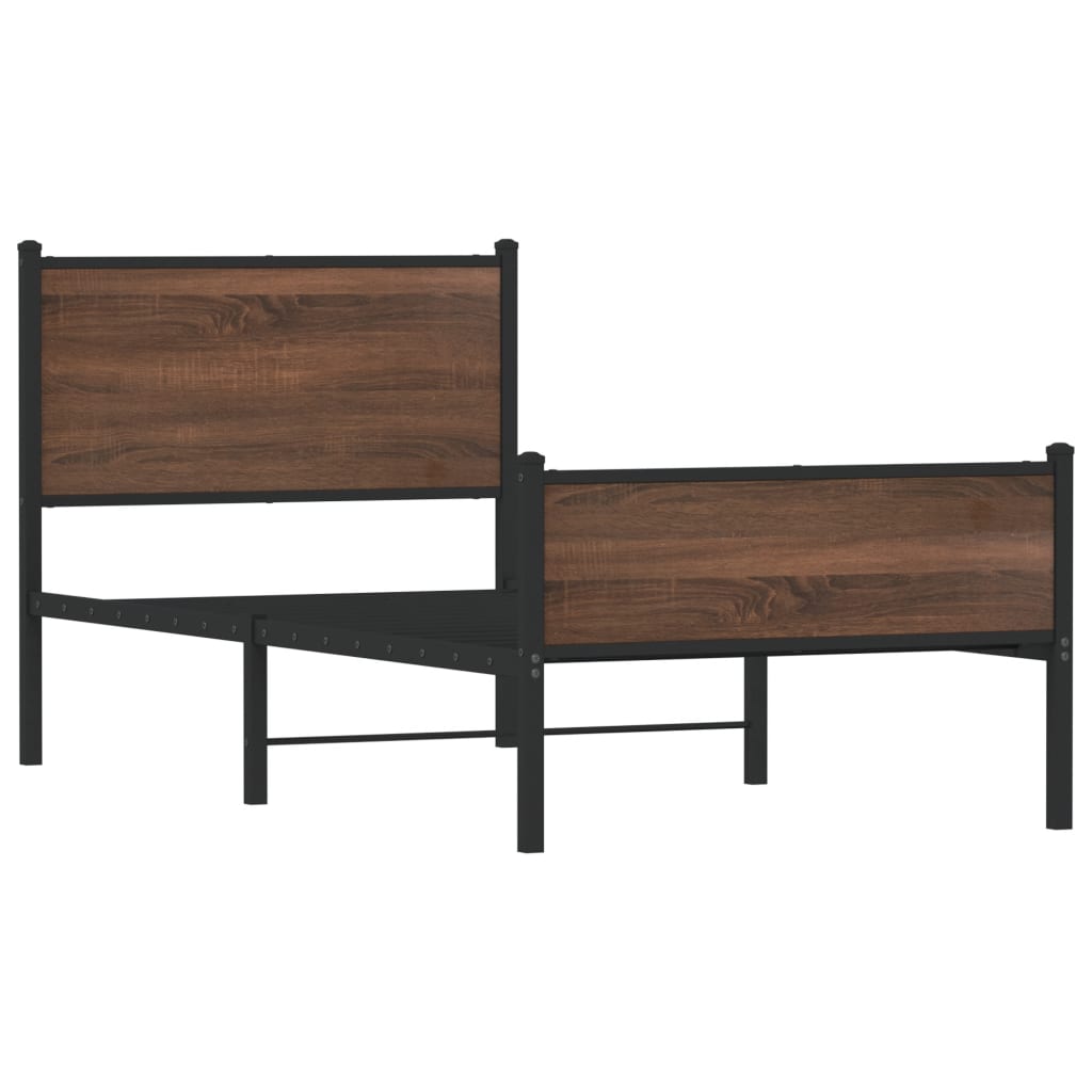 Bedframe zonder matras metaal bruin eikenkleurig 80x200 cm is nu te koop bij PeponiXL, paradijselijk wonen!