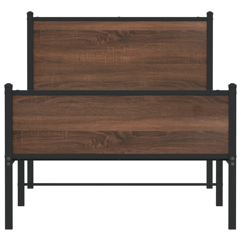 Bedframe zonder matras metaal bruin eikenkleurig 80x200 cm is nu te koop bij PeponiXL, paradijselijk wonen!
