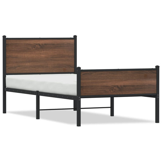 Bedframe zonder matras metaal bruin eikenkleurig 90x190 cm is nu te koop bij PeponiXL, paradijselijk wonen!