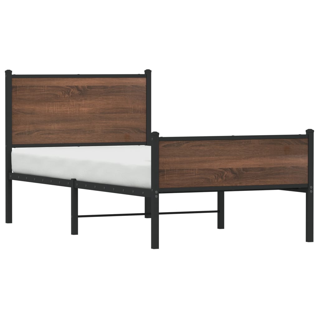 Bedframe zonder matras metaal bruin eikenkleurig 90x200 cm is nu te koop bij PeponiXL, paradijselijk wonen!