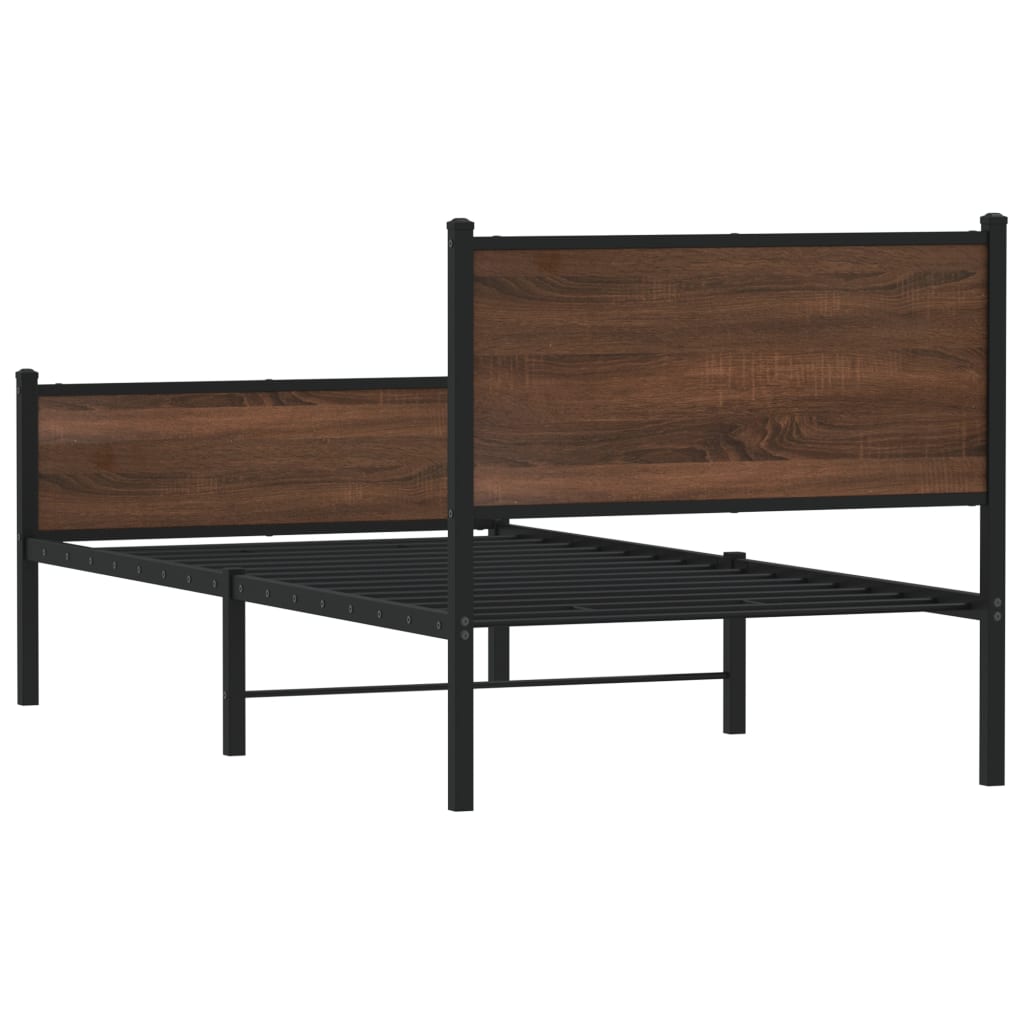 Bedframe zonder matras metaal bruin eikenkleurig 90x200 cm is nu te koop bij PeponiXL, paradijselijk wonen!