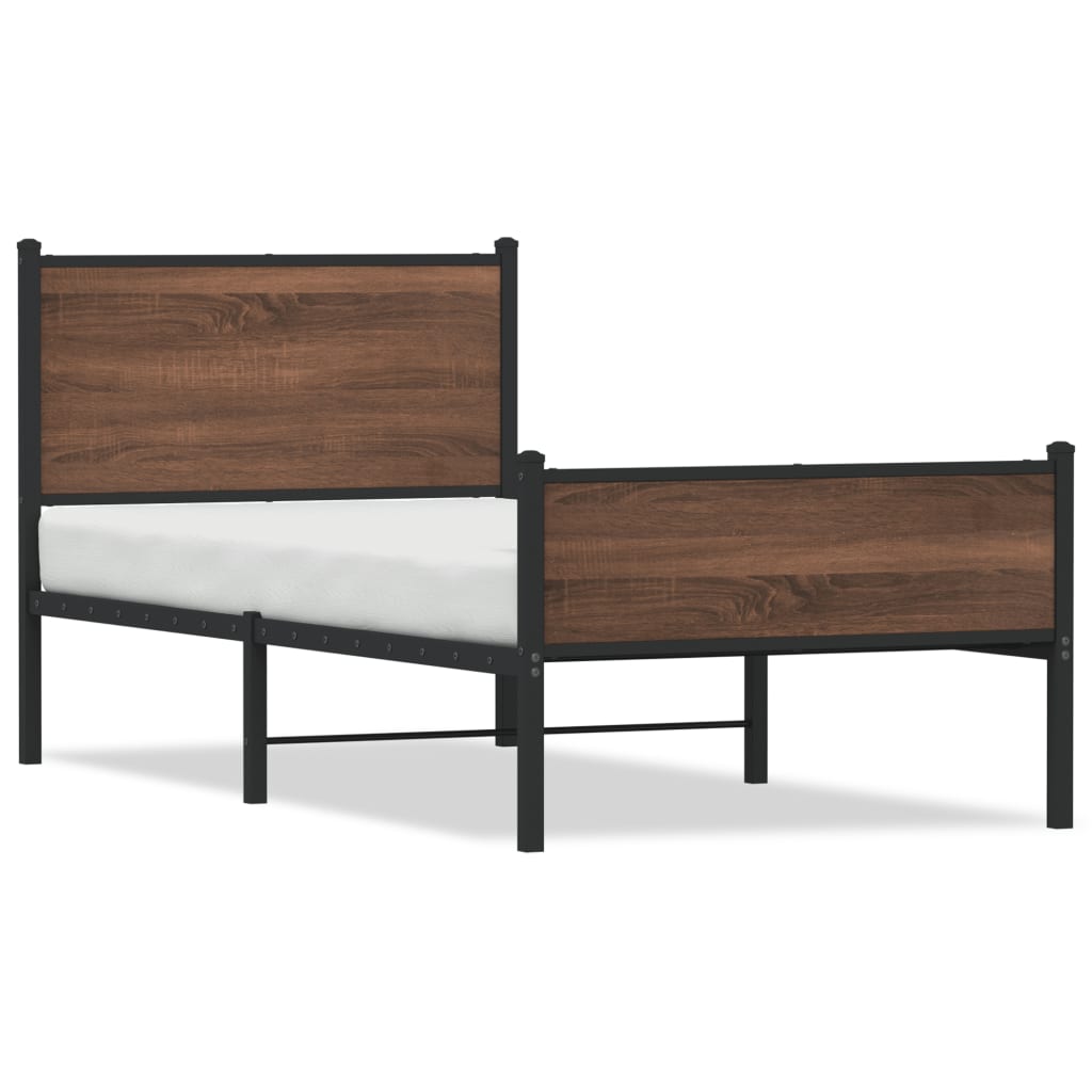 Bedframe zonder matras metaal bruin eikenkleurig 90x200 cm is nu te koop bij PeponiXL, paradijselijk wonen!