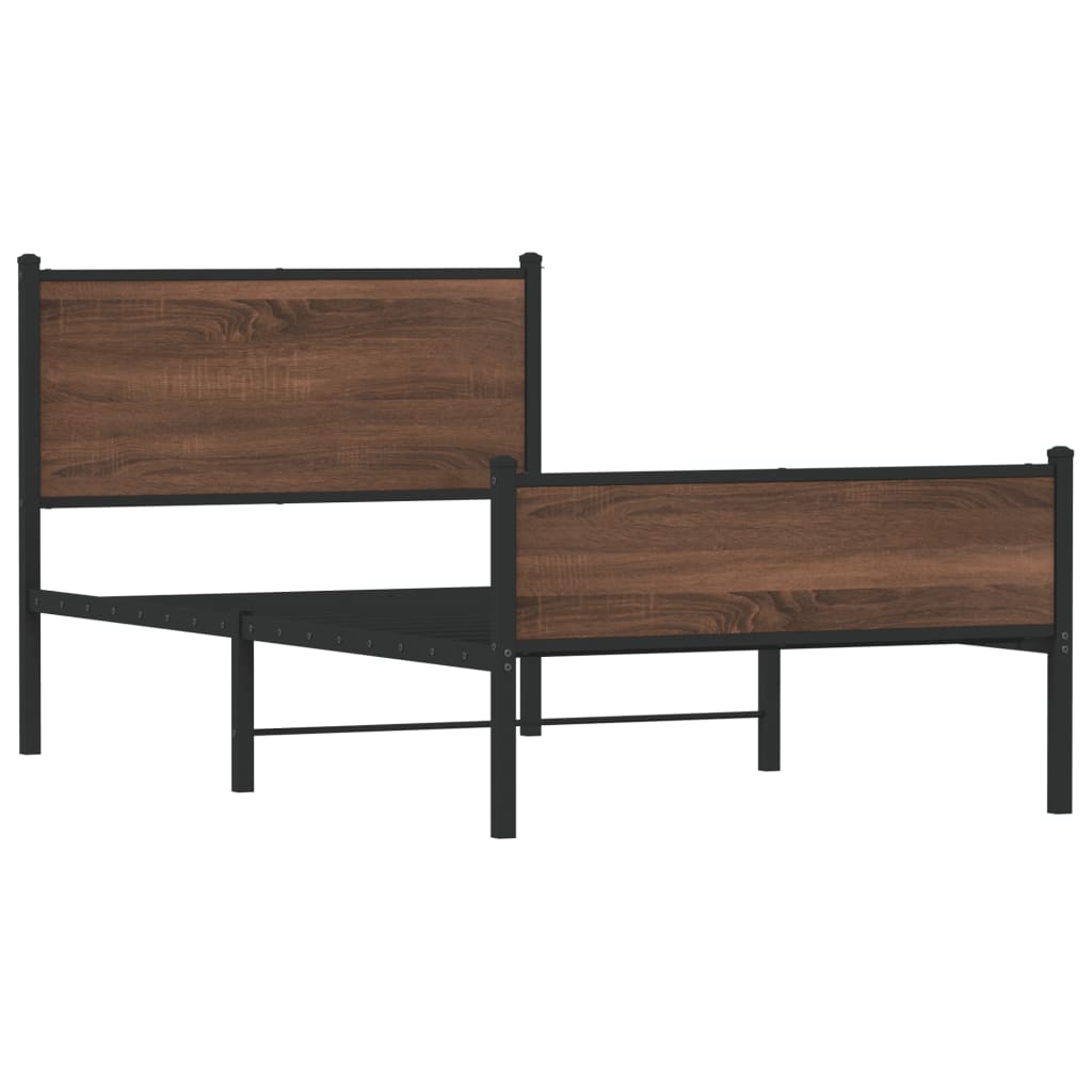 Bedframe zonder matras metaal bruin eikenkleurig 100x200 cm is nu te koop bij PeponiXL, paradijselijk wonen!