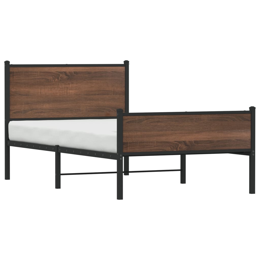Bedframe zonder matras metaal bruin eikenkleurig 100x200 cm is nu te koop bij PeponiXL, paradijselijk wonen!