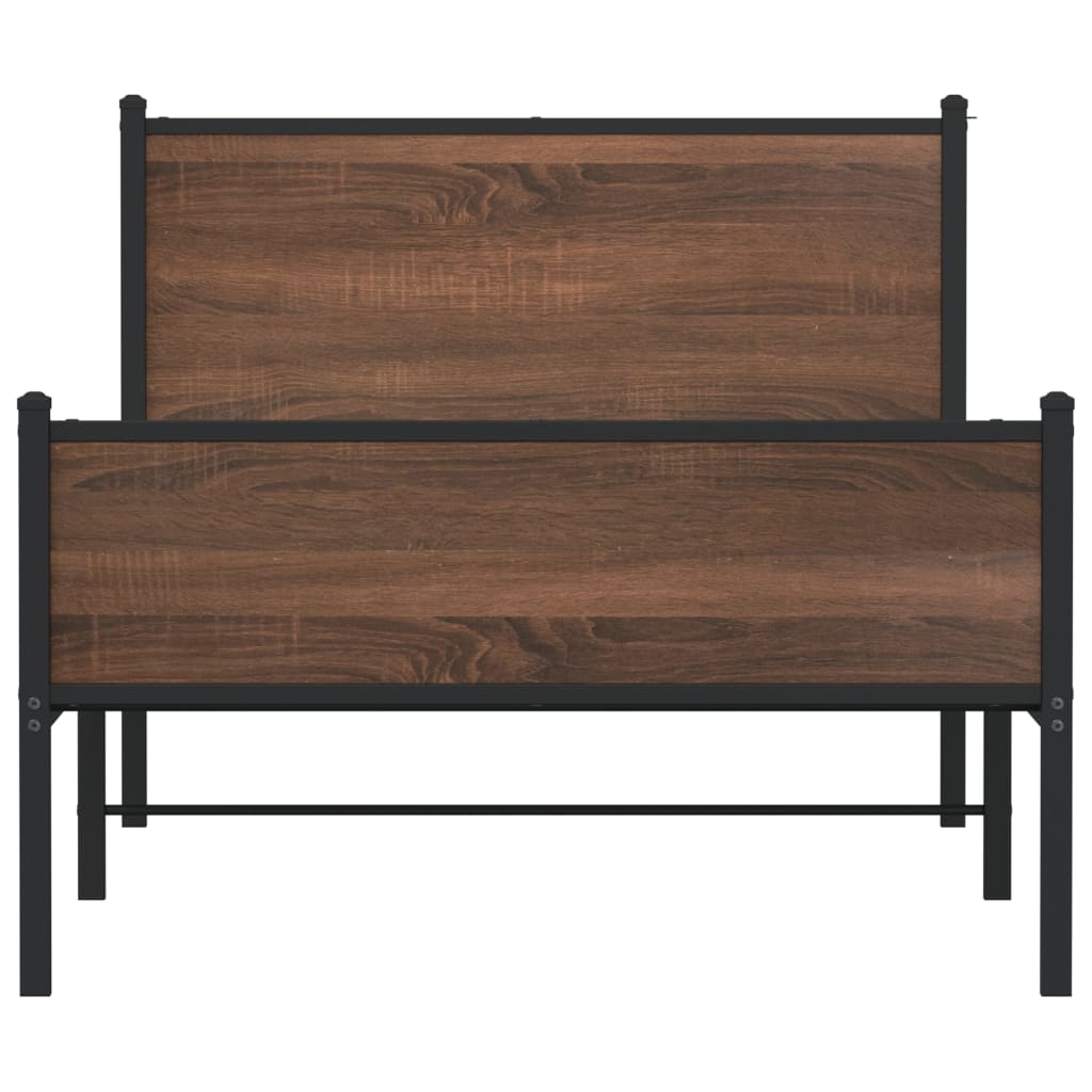 Bedframe zonder matras metaal bruin eikenkleurig 100x200 cm is nu te koop bij PeponiXL, paradijselijk wonen!