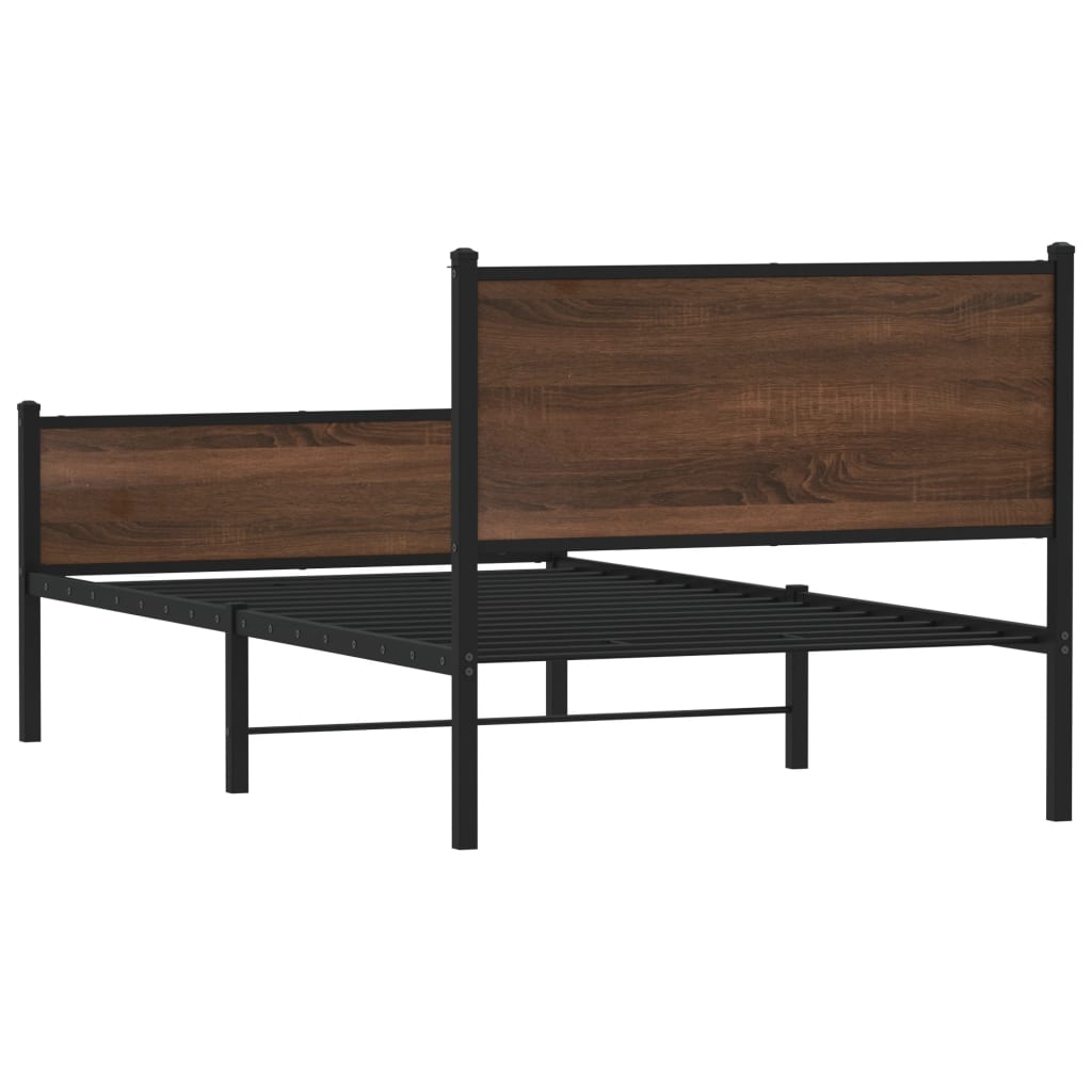 Bedframe zonder matras metaal bruin eikenkleurig 100x200 cm is nu te koop bij PeponiXL, paradijselijk wonen!