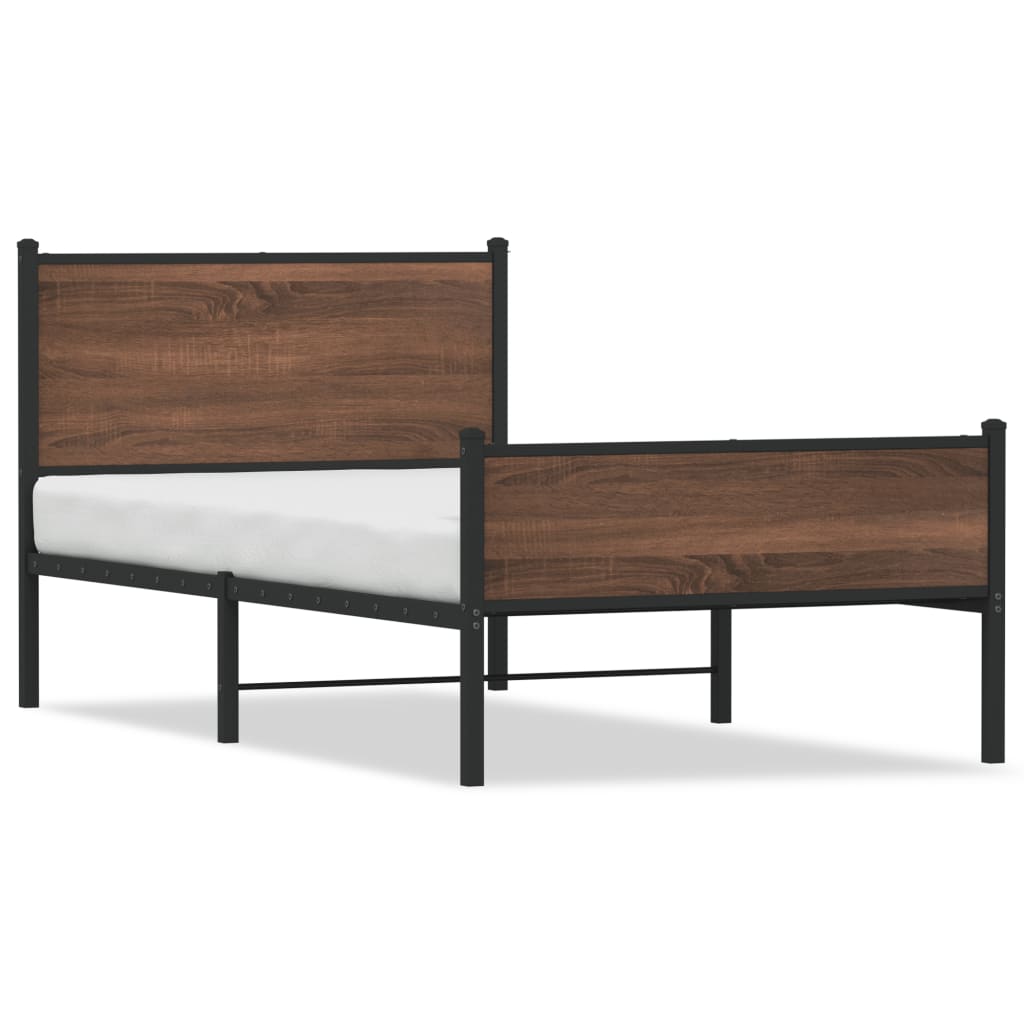 Bedframe zonder matras metaal bruin eikenkleurig 100x200 cm is nu te koop bij PeponiXL, paradijselijk wonen!