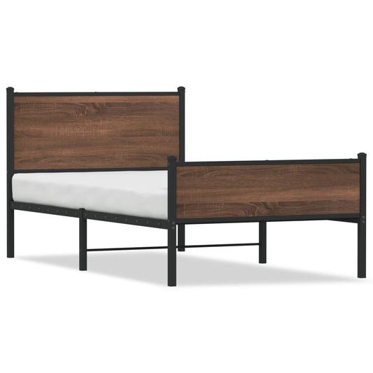 Bedframe zonder matras metaal bruin eikenkleurig 100x200 cm is nu te koop bij PeponiXL, paradijselijk wonen!