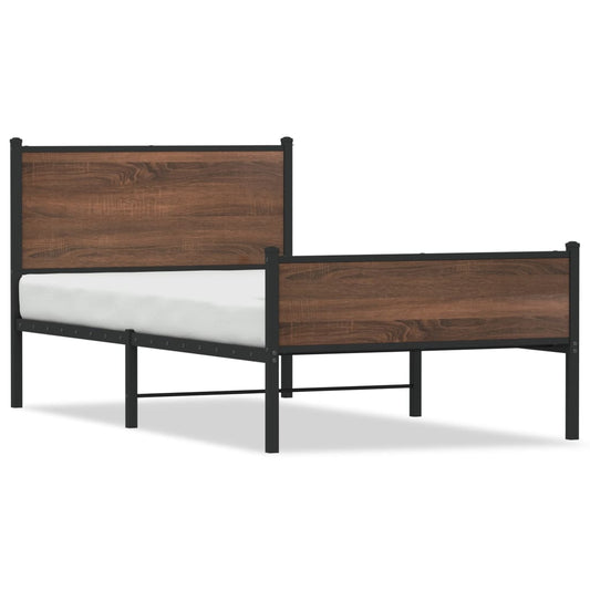 Bedframe zonder matras metaal bruin eikenkleurig 107x203 cm is nu te koop bij PeponiXL, paradijselijk wonen!
