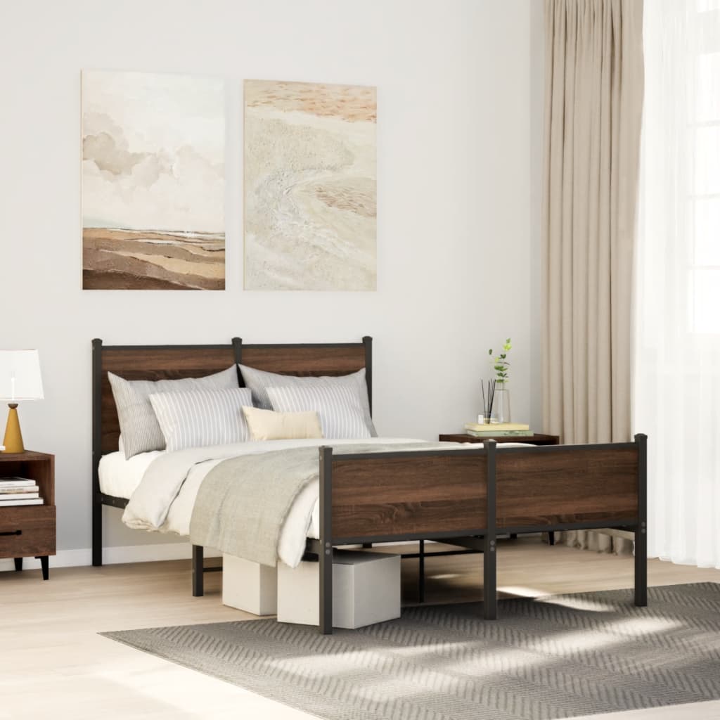 Bedframe zonder matras metaal bruin eikenkleurig 120x190 cm is nu te koop bij PeponiXL, paradijselijk wonen!