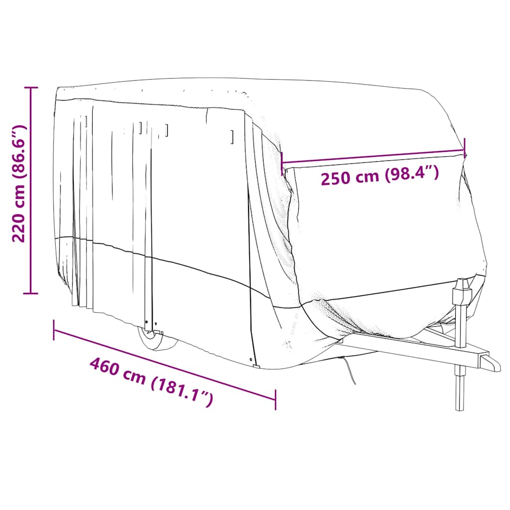 Caravanhoes 460x250x220 cm vliesvlies grijs is nu te koop bij PeponiXL, paradijselijk wonen!