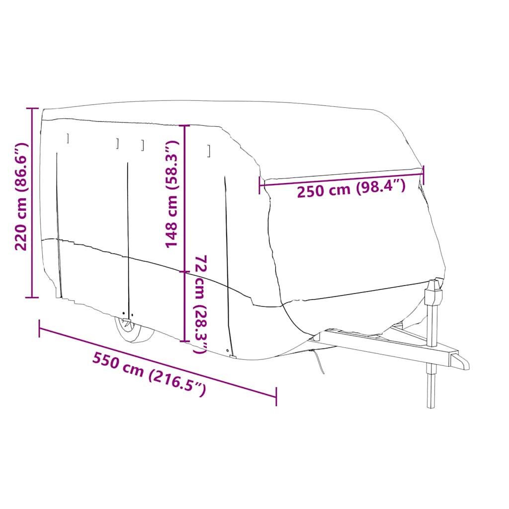 Caravanhoes 550x250x220 cm vliesvlies grijs is nu te koop bij PeponiXL, paradijselijk wonen!