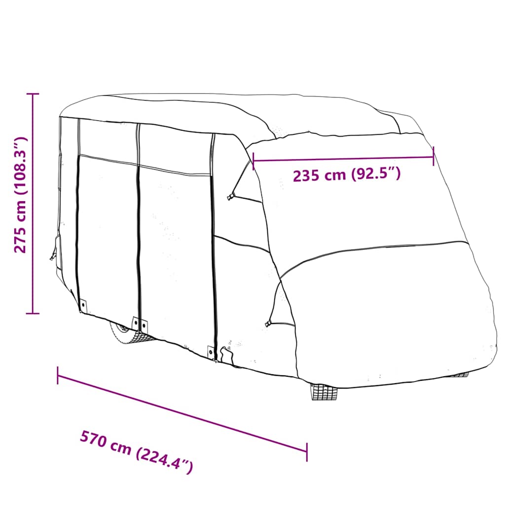 Camperhoezen 570x235x275 cm vliesvlies grijs is nu te koop bij PeponiXL, paradijselijk wonen!