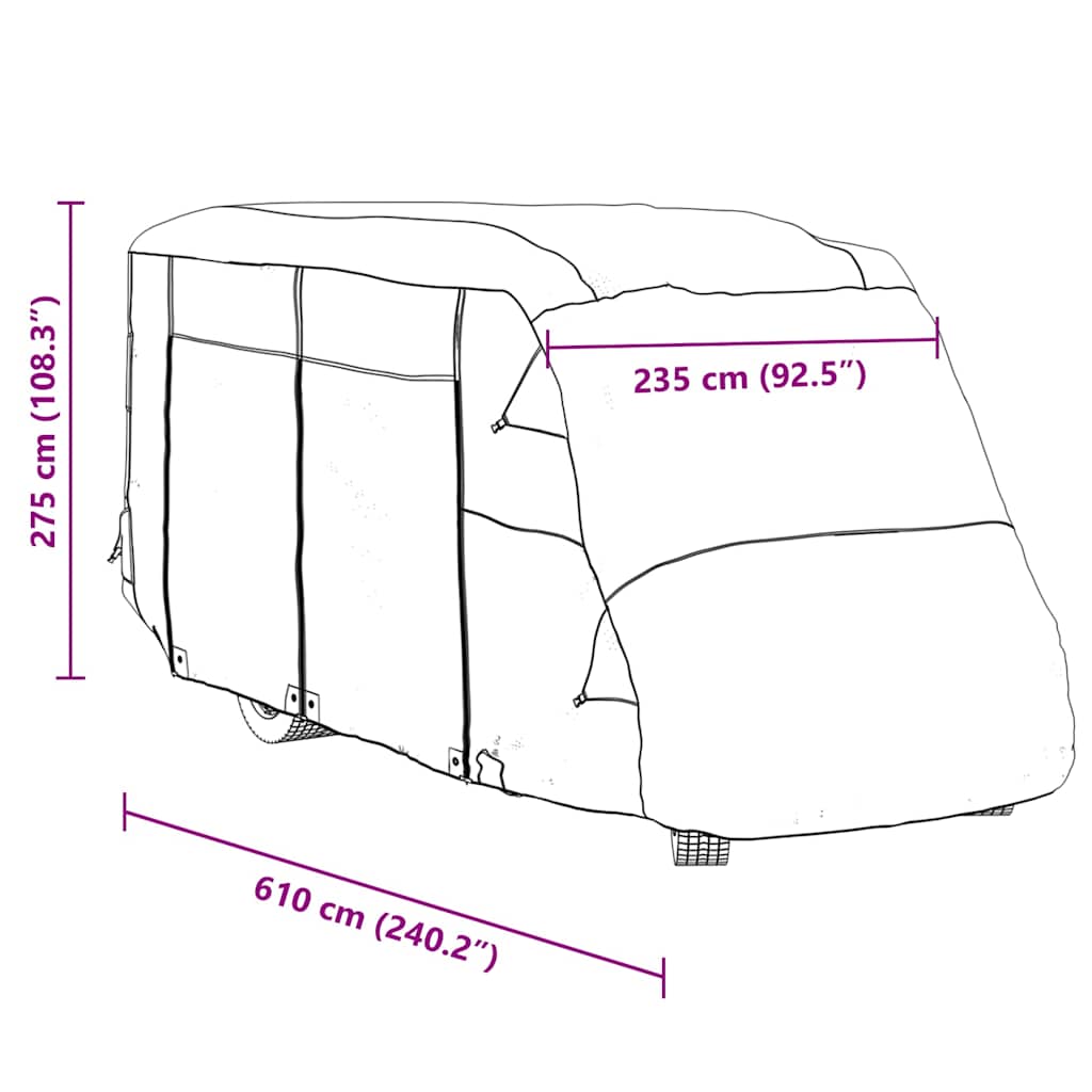 Camperhoezen 610x235x275 cm vliesvlies grijs is nu te koop bij PeponiXL, paradijselijk wonen!