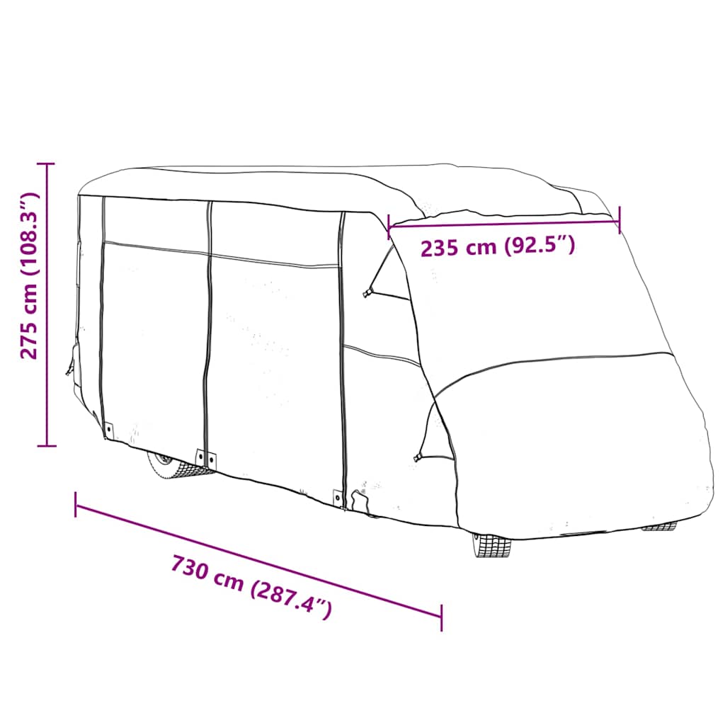 Camperhoezen 730x235x275 cm vliesvlies grijs is nu te koop bij PeponiXL, paradijselijk wonen!