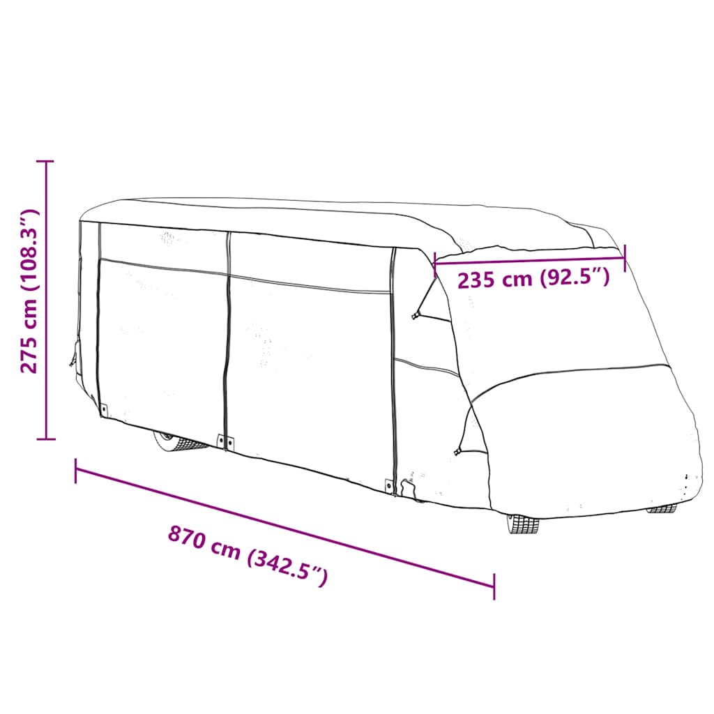 Camperhoezen 870x235x275 cm vliesvlies grijs is nu te koop bij PeponiXL, paradijselijk wonen!