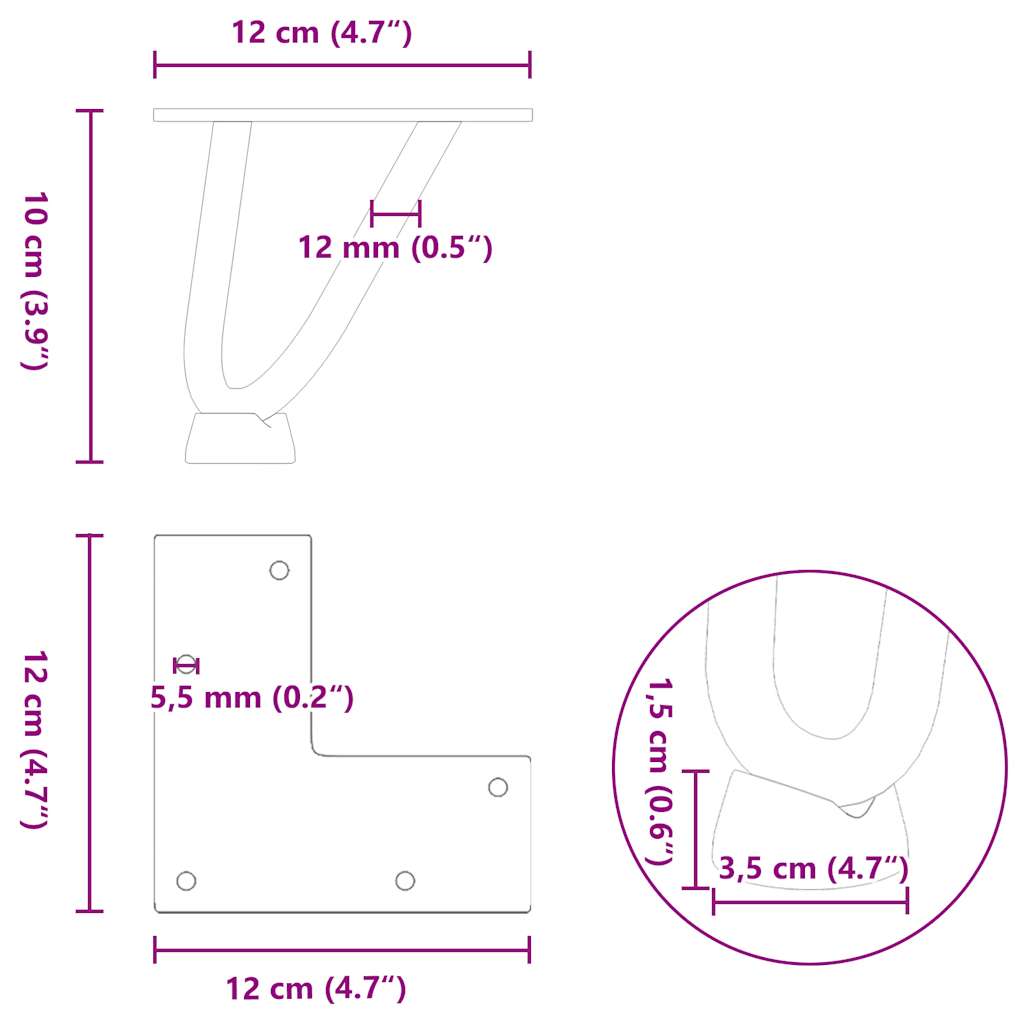 Haarnadelpoten voor Salontafel 4 st 10 cm massief staal wit is nu te koop bij PeponiXL, paradijselijk wonen!