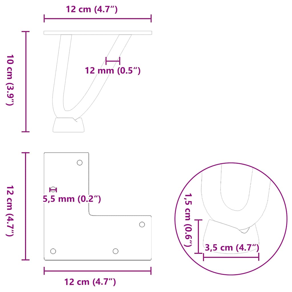 Haarnadelpoten voor Salontafel 4 st 10 cm massief staal naturel is nu te koop bij PeponiXL, paradijselijk wonen!