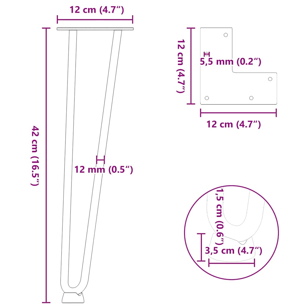 Haarnadelpoten voor Salontafel 4 st 42 cm massief staal wit is nu te koop bij PeponiXL, paradijselijk wonen!