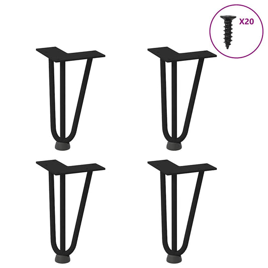 Haarnadelpoten voor Salontafel 4 st 20 cm massief staal zwart is nu te koop bij PeponiXL, paradijselijk wonen!