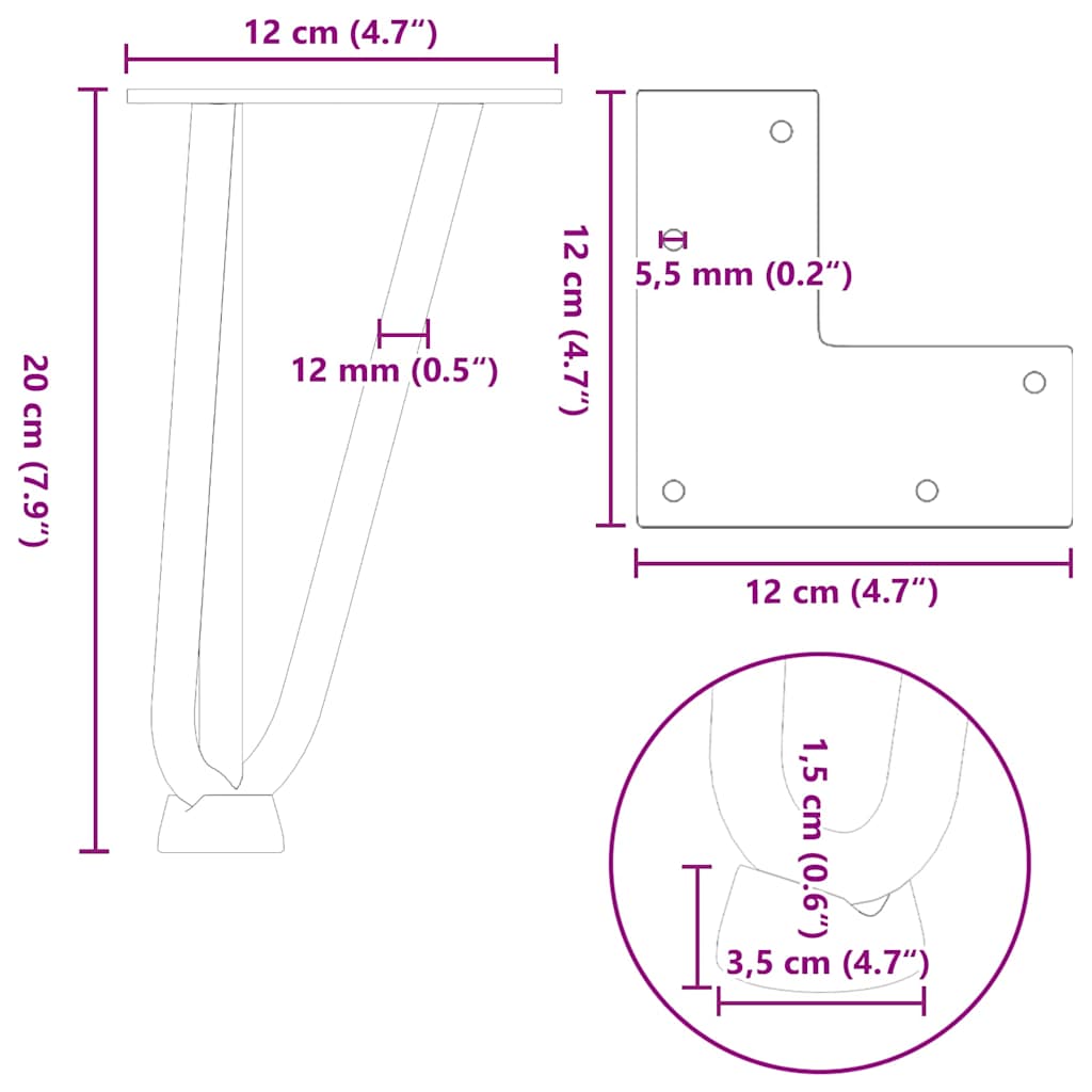 Haarnadelpoten voor Salontafel 4 st 20 cm massief staal wit is nu te koop bij PeponiXL, paradijselijk wonen!