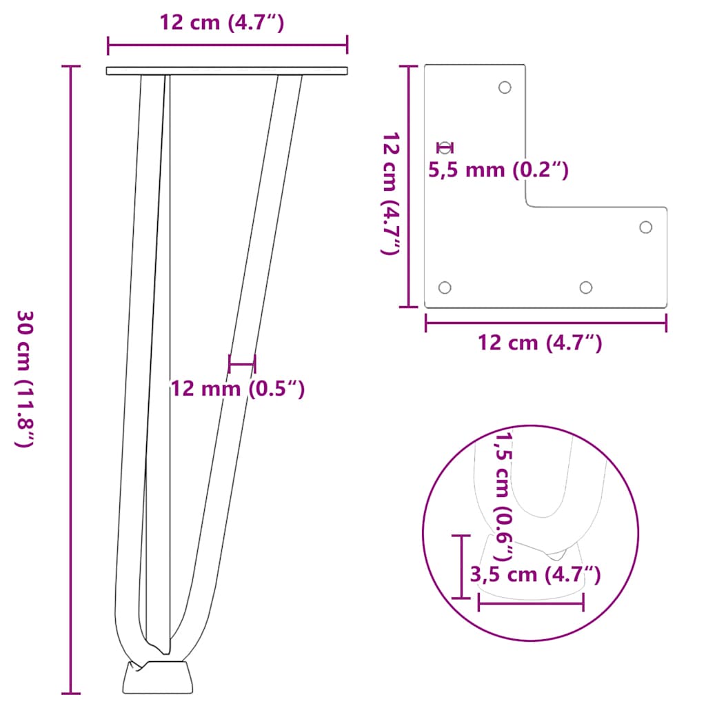 Haarnadelpoten voor Salontafel 4 st 30 cm massief staal wit is nu te koop bij PeponiXL, paradijselijk wonen!